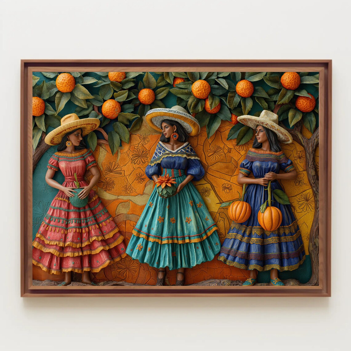 Mexican 3D Illusion Modern Art Print, Colorful Decor