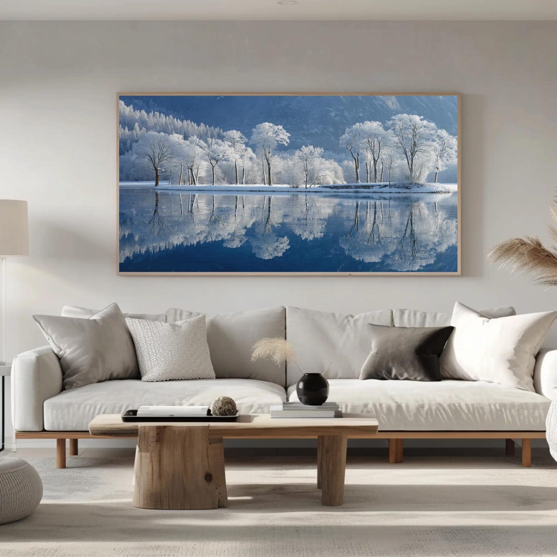 Snow Covered Trees Mirrored In A Still Winter Lake Landscape Poster - Image 5