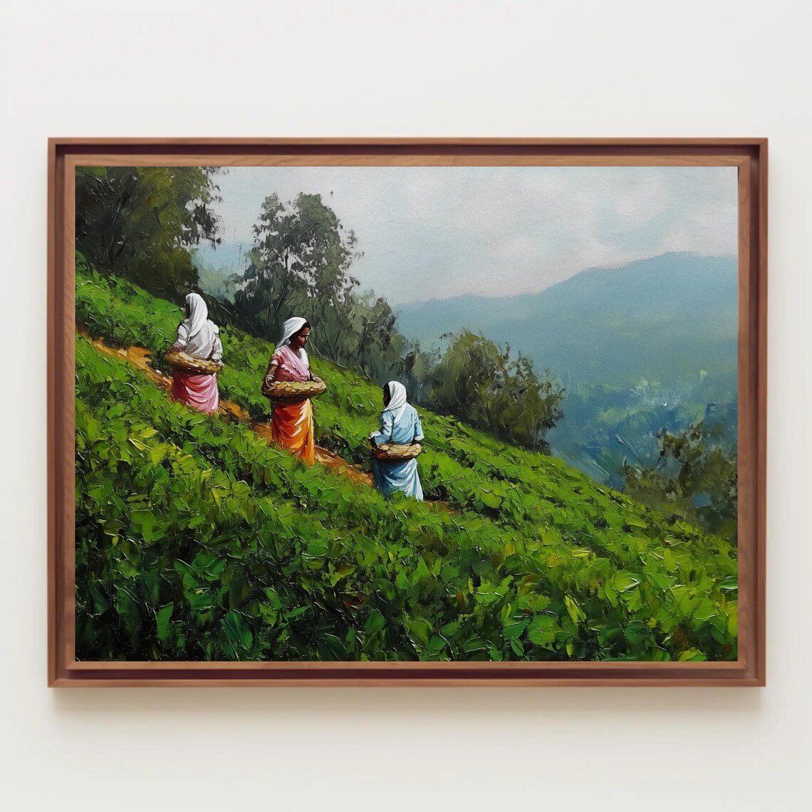 Kerala Women Tea Pickers On Lush Green Plantation Hills Poster - Image 2