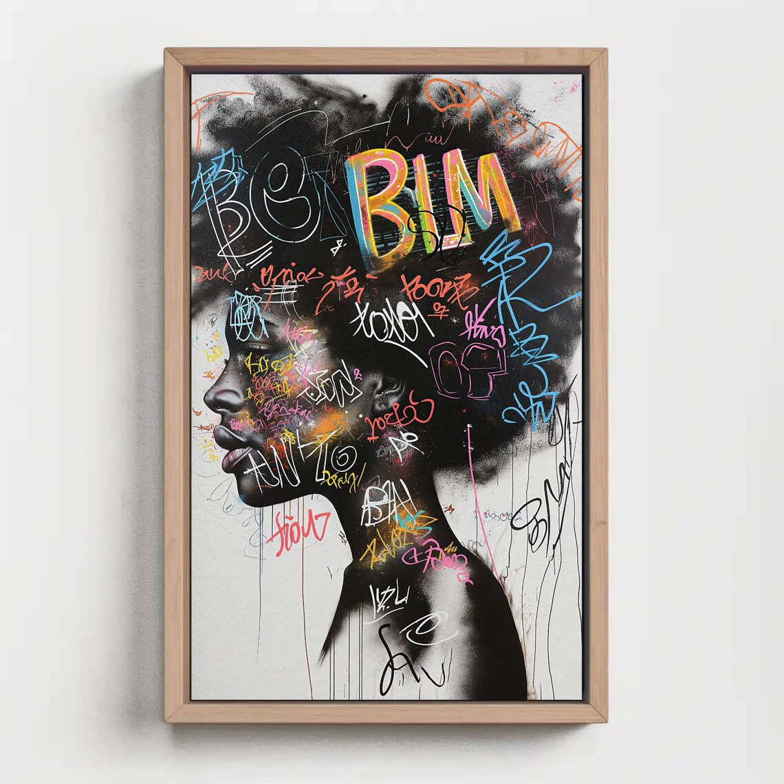 Graffiti Portrait of African Woman Colorful Afro Street Style Wall Art - Image 3