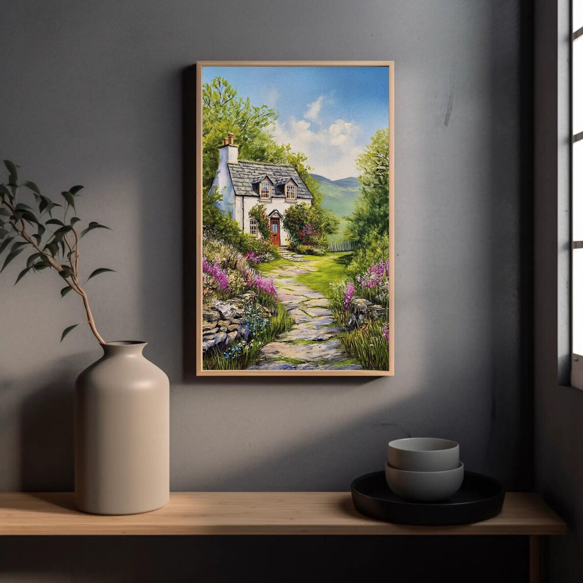 Welsh Cottage Painting, British Countryside Art Print - Image 3