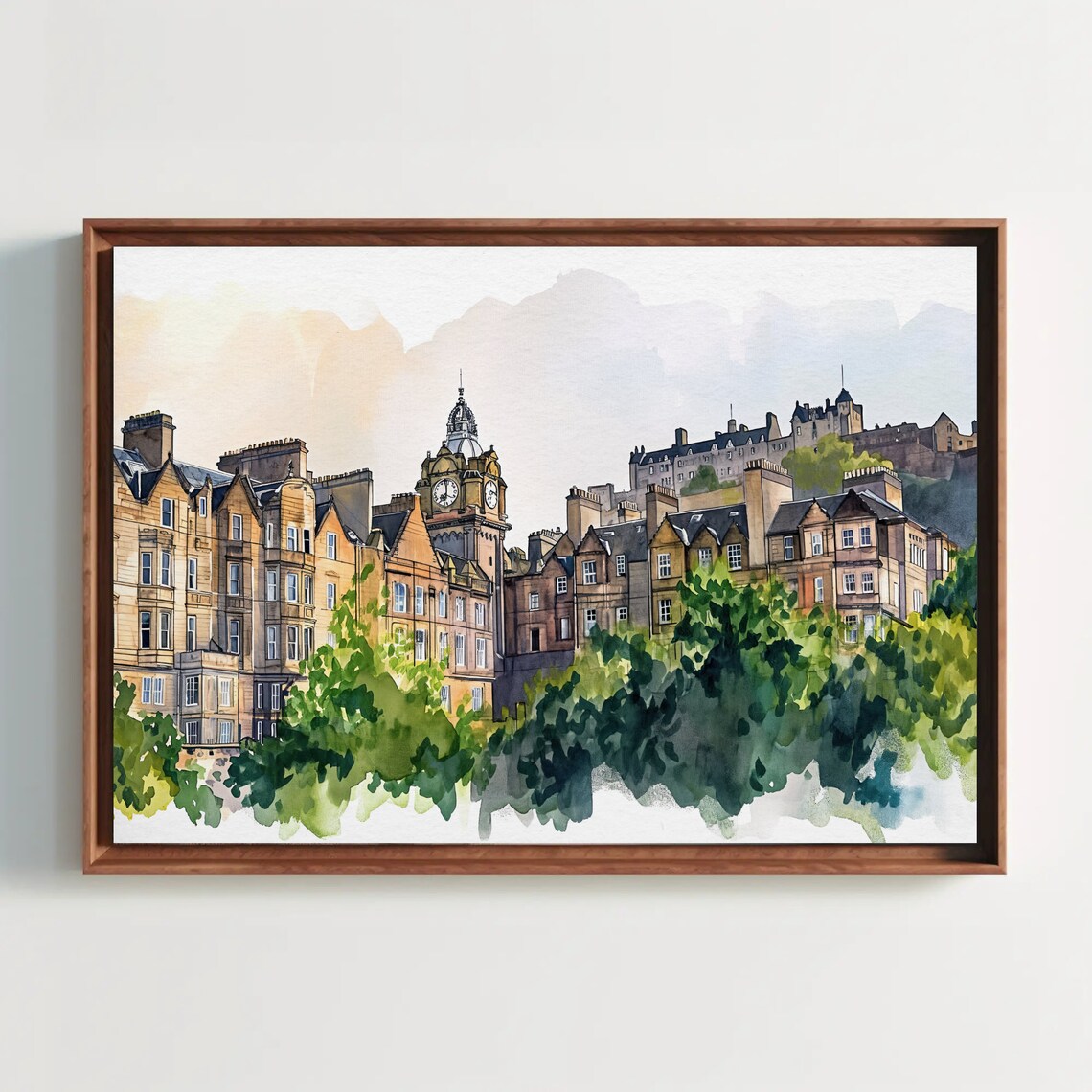 Edinburgh Scotland Watercolor Travel Poster Print