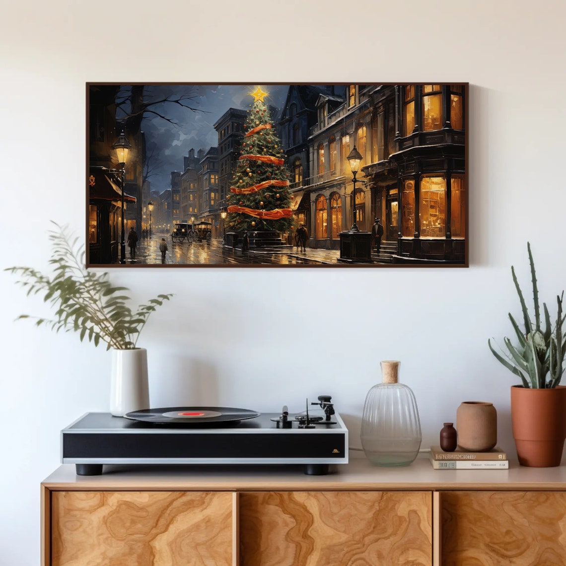 Christmas Tree on a Victorian Winter Street Night Scene Poster - Image 4