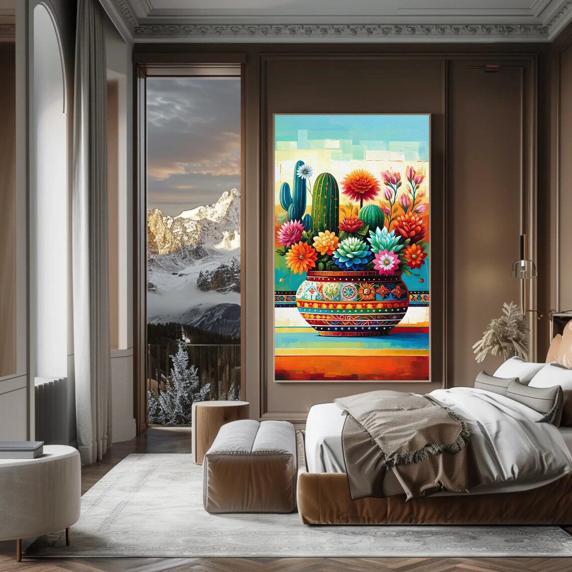 Cacti Fiesta Mexican Oil-Painting-Style Art Print - Image 2