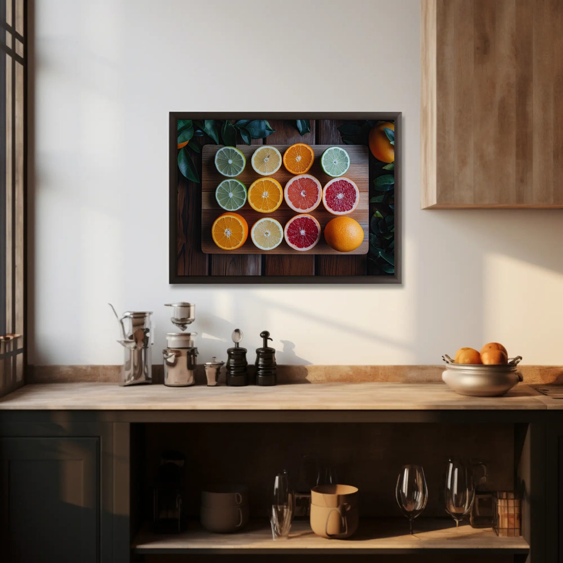 Sliced Citrus Fruits Wooden Board Overhead Kitchen Decor Poster - Image 5