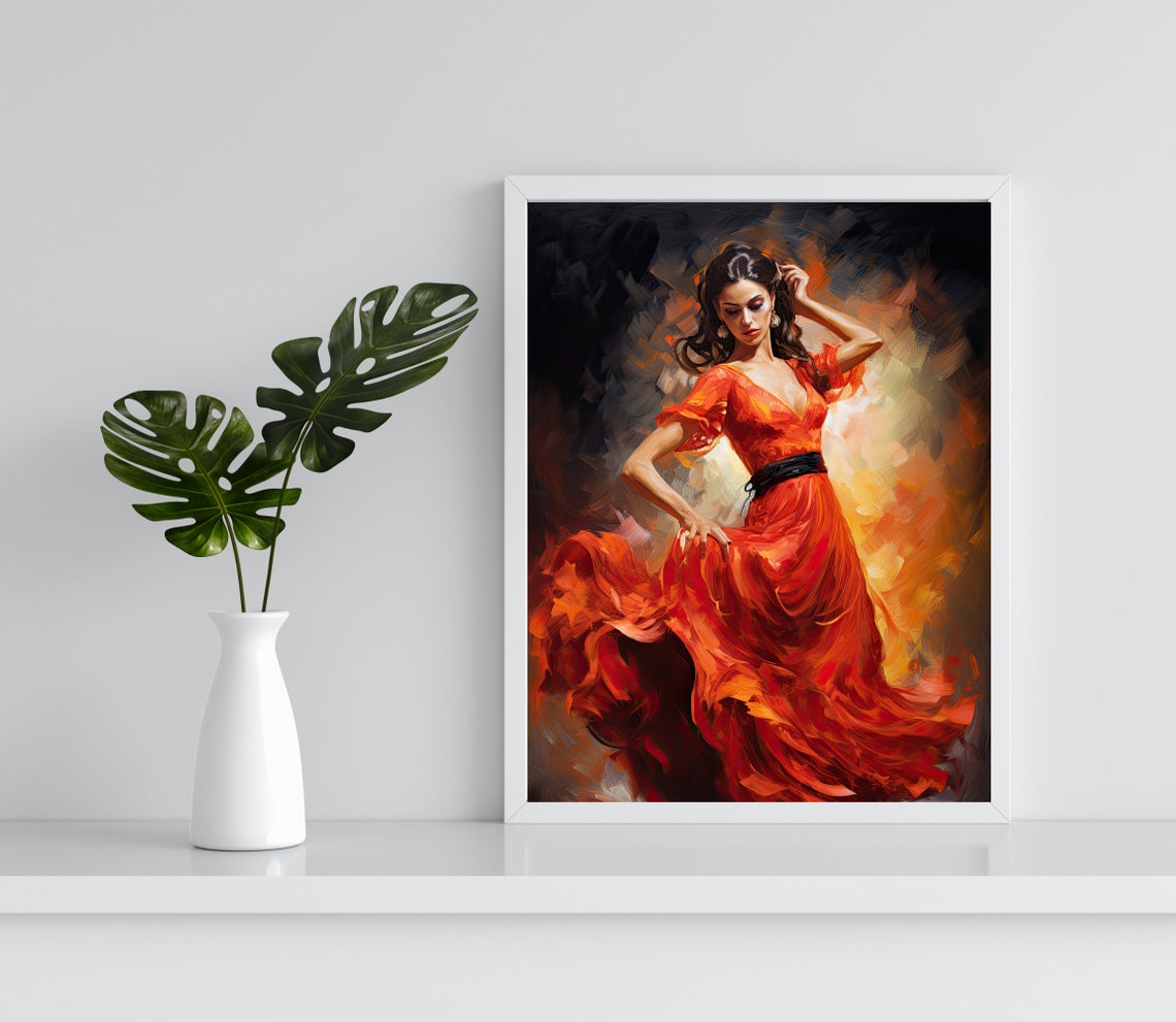 Flamenco Woman Dancing At Festival Flamenco Dance Painting Flamenco Art Spanish Home Decor Spanish Wall Art Mexican Gift - Image 2