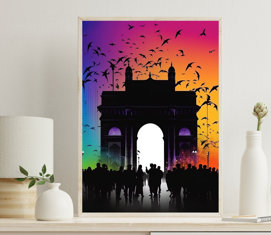 Gateway Of India Art Mumbai Landmark Painting Bombay Wall Art Indian Decor Indian Painting Indian Home Decor India Art Indian Print