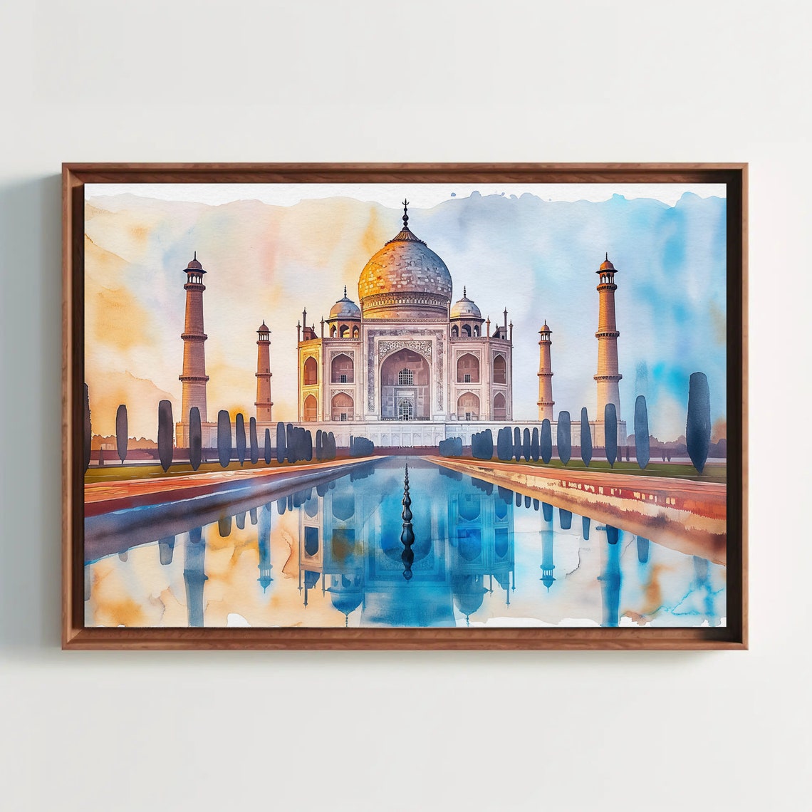 Taj Mahal India Watercolor Painting Iconic Landmark Art Poster