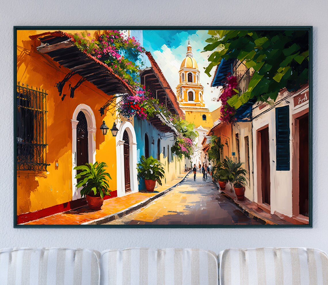 Colombia Art Deco Travel Poster, Cartagena Caribbean - Image 5