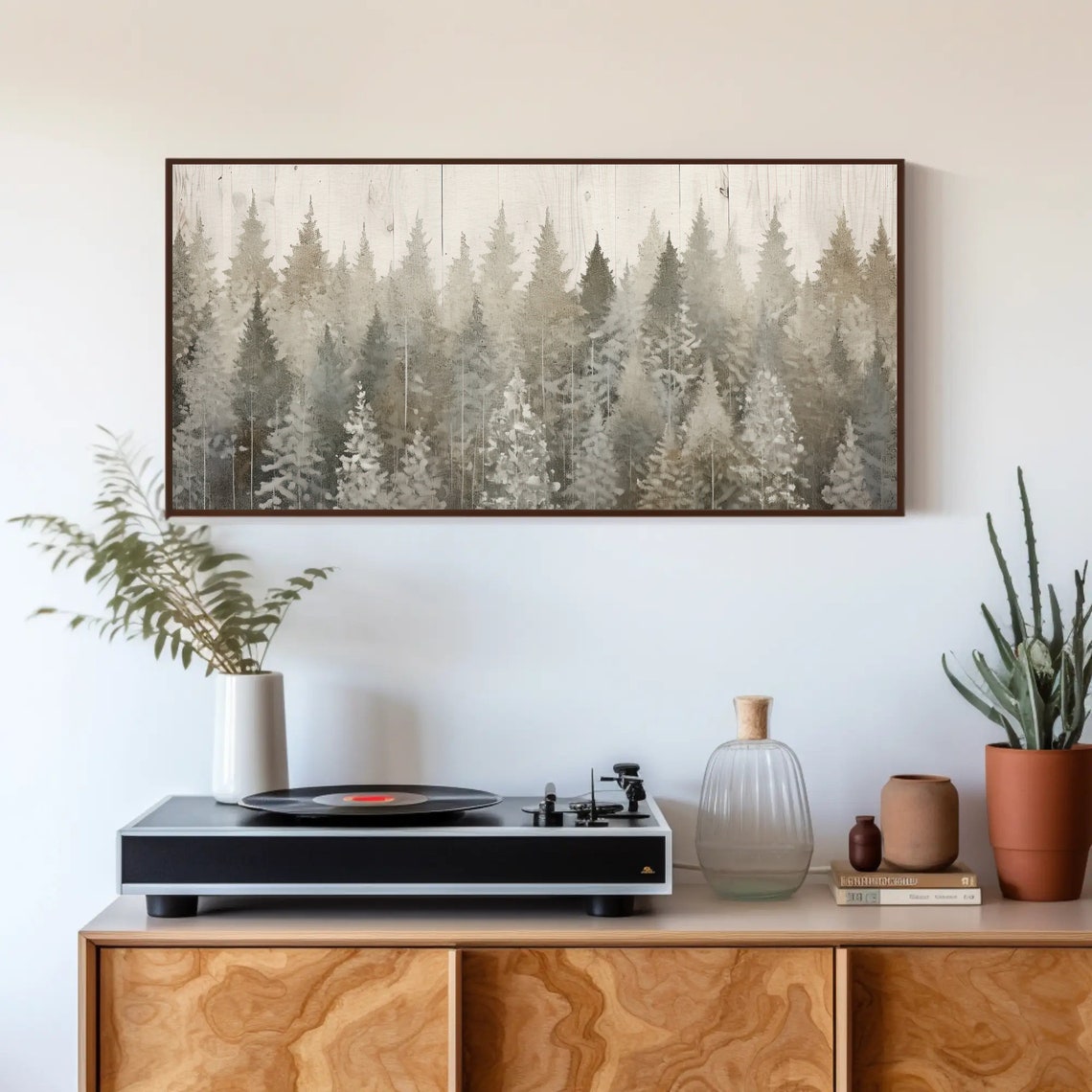 Pine Trees Abstract Wall Art Pine Trees Poster Print Living Room Decor Cabin Wall Decor Winter Wall Art - Image 4