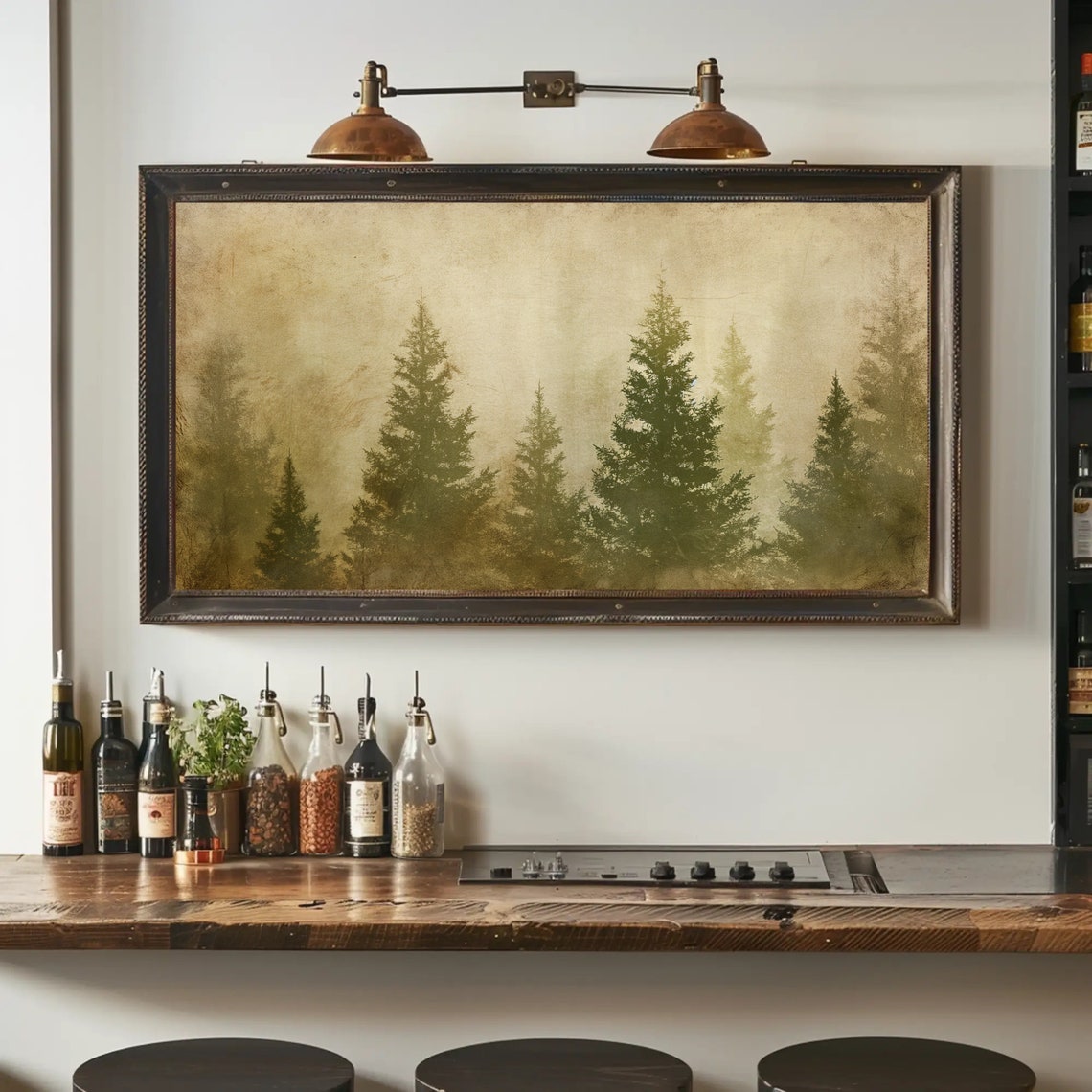 Misty Pine Forest In Sepia Gold Vintage Rustic Pine Trees Poster - Image 4
