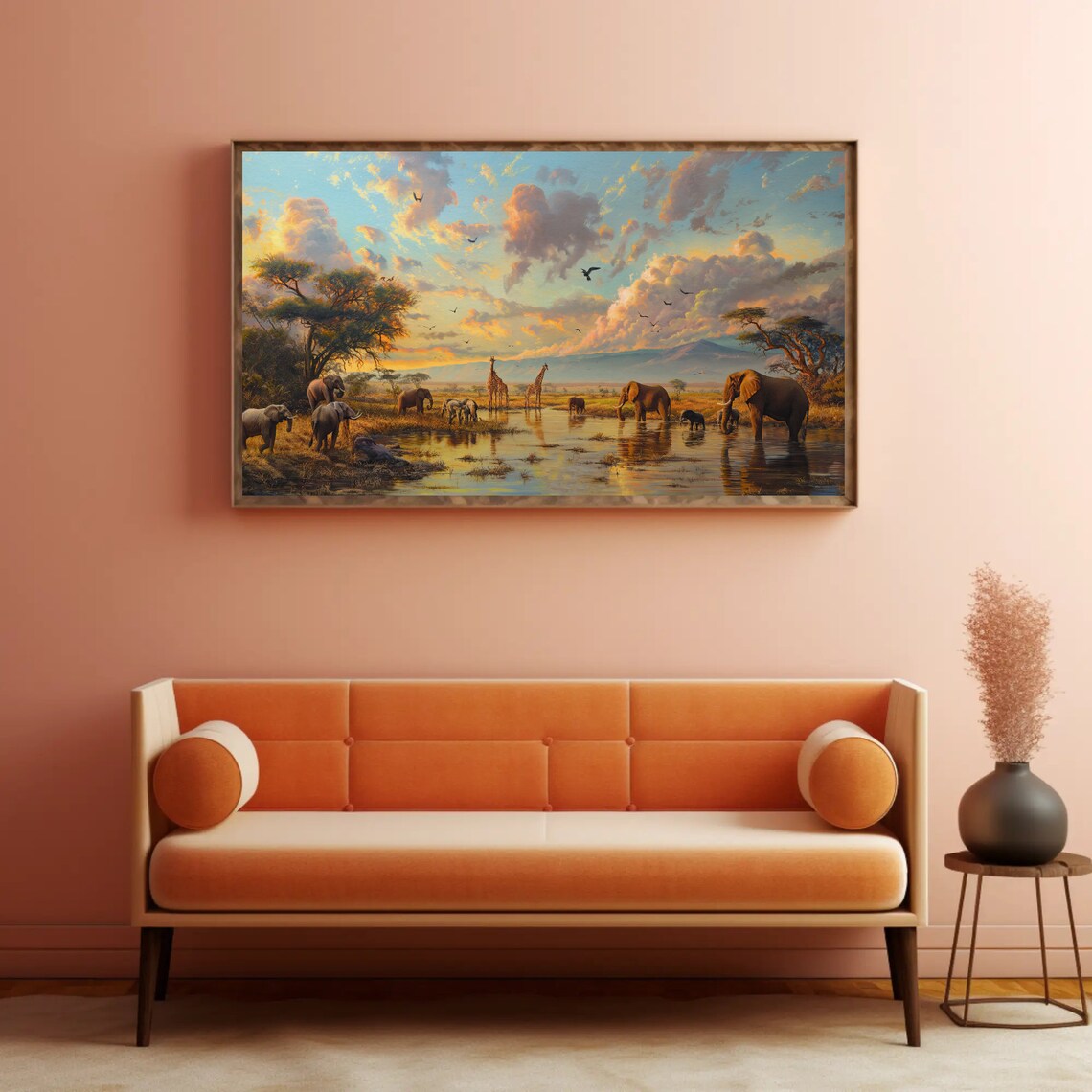 African Savannah Wildlife Oil Painting, Animal Wall Art - Image 5