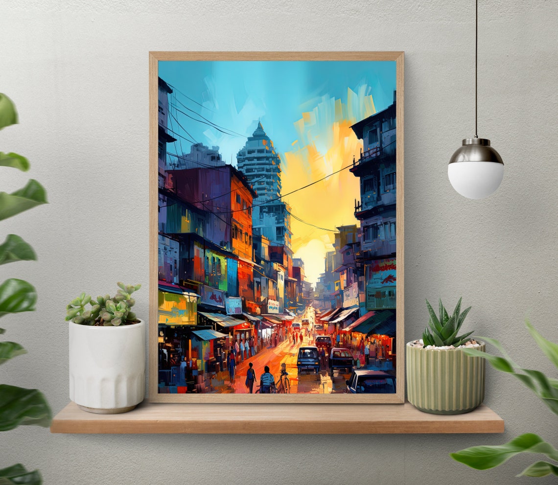Dhaka Bangladesh Sunset Market Street Vibrant City Art Poster - Image 4