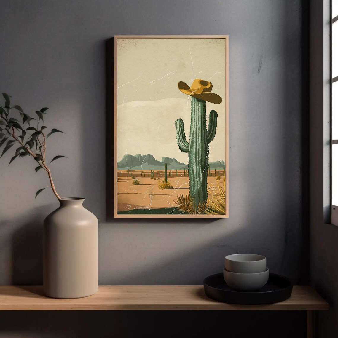 Saguaro Cactus Wearing Cowboy Hat Vintage Southwestern Desert Poster - Image 4