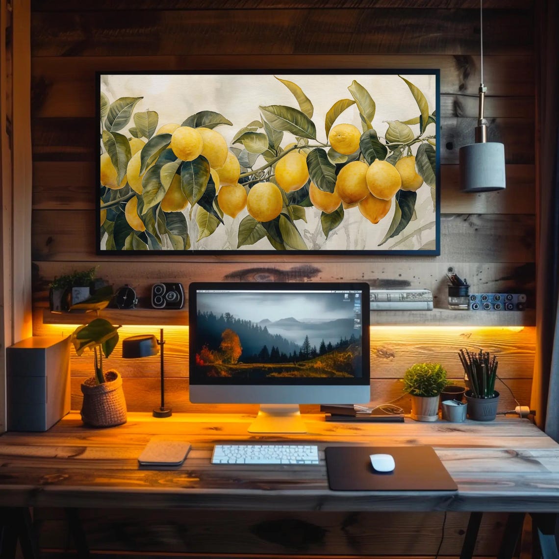 Lemon Tree Branches Heavy With Ripe Yellow Fruit Watercolor Poster - Image 4