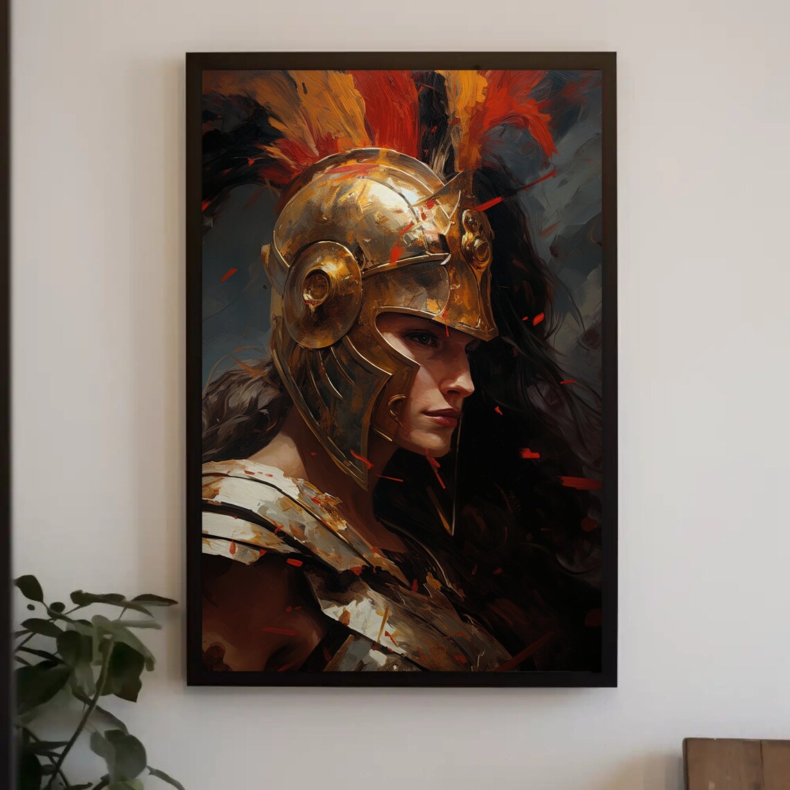Athena Greek Goddess Warrior in Golden Helmet Portrait Poster