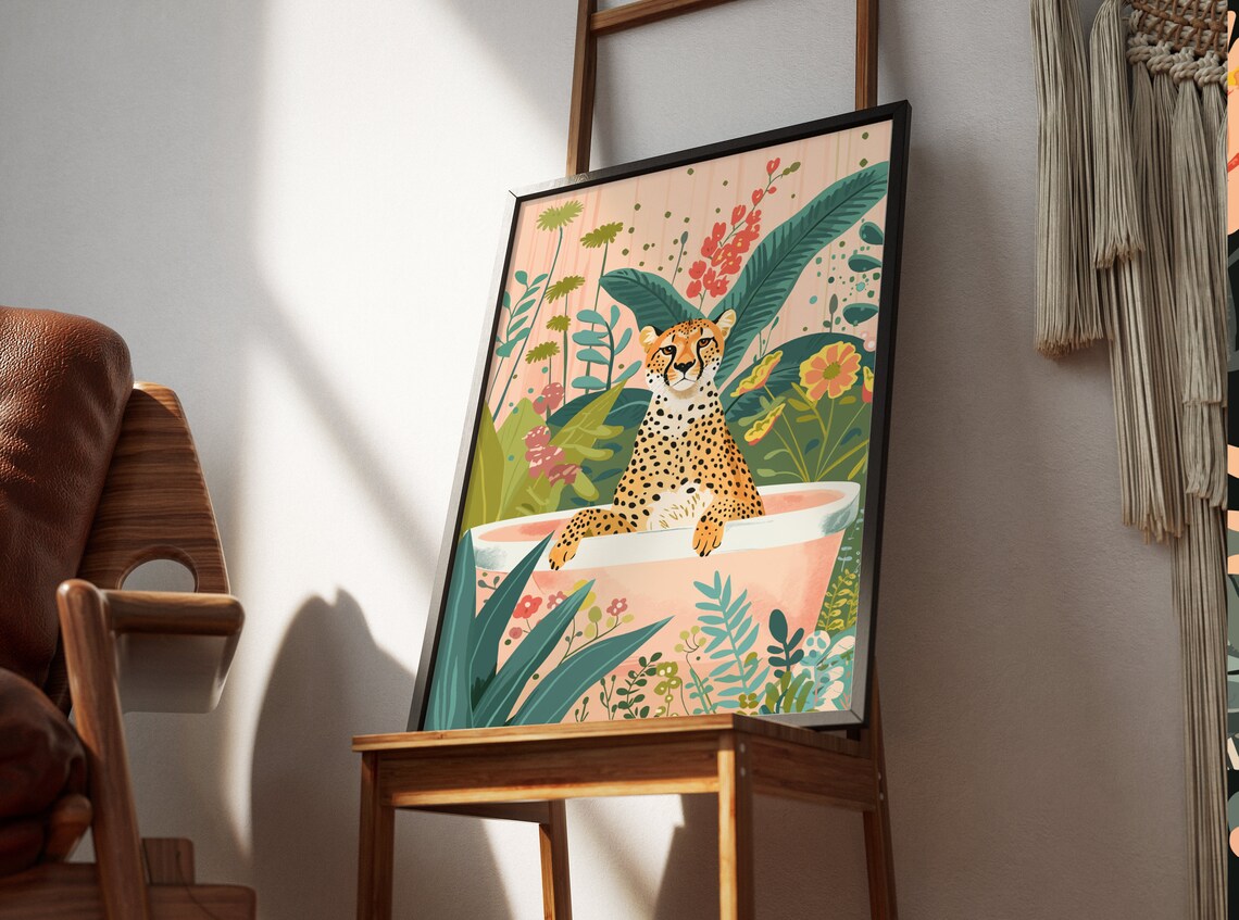 Cheetah Animal Kids Room Boho Jungle Art Print - Image 3