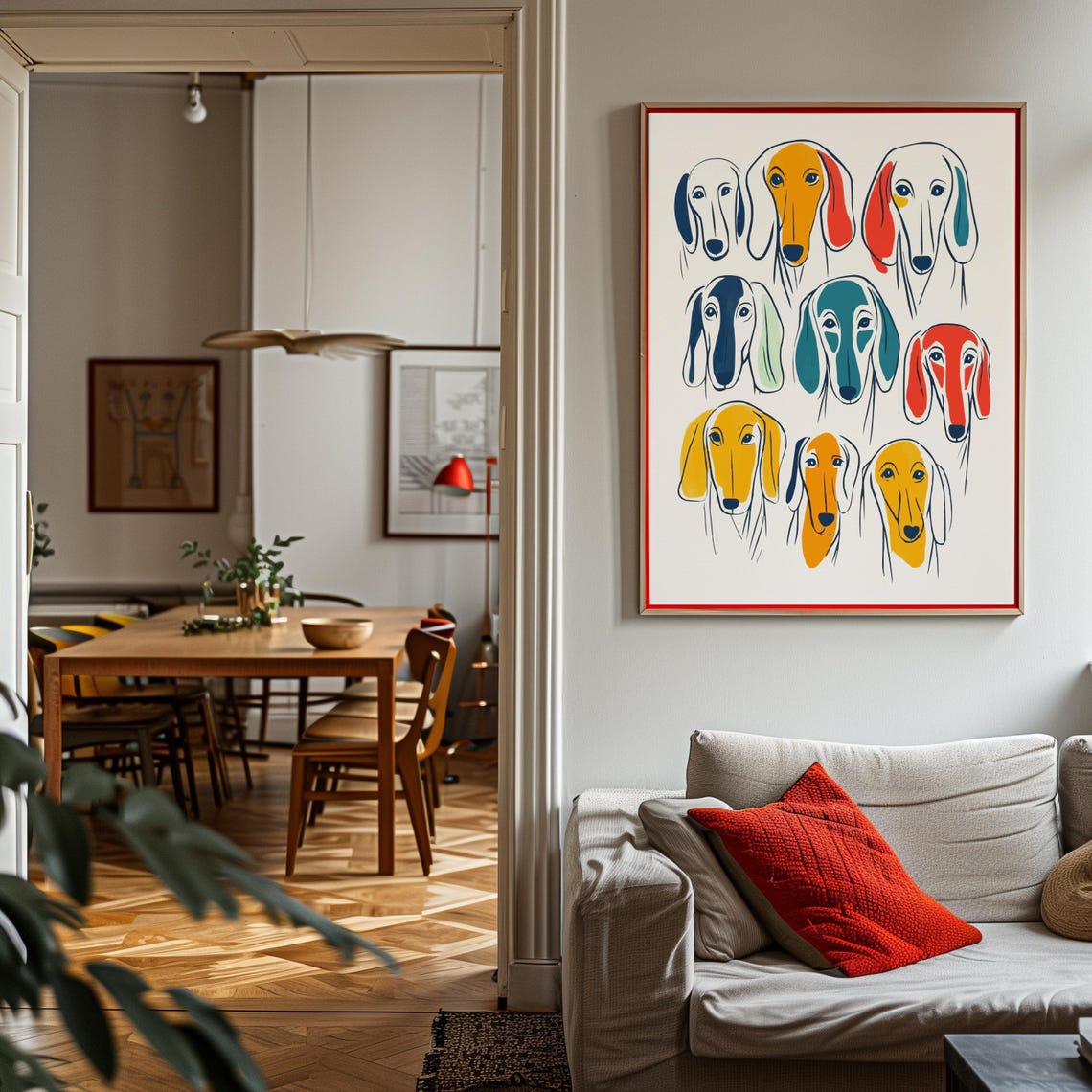 Nine Dachshund Faces Three By Three Grid Line Poster Dog Collector - Image 3
