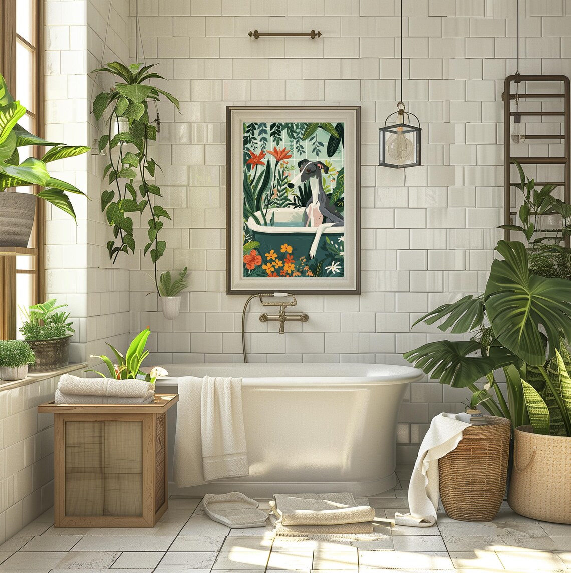 Greyhound Animal Kids Room Art Print, Boho Jungle - Image 2