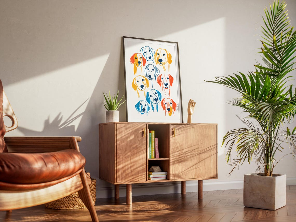 Retro Labrador Wall Art Abstract Dog Print Matisse Bold Line Drawing Eclectic Maximalist Decor Mid Century Modern Kids Room Nursery Poster - Image 2