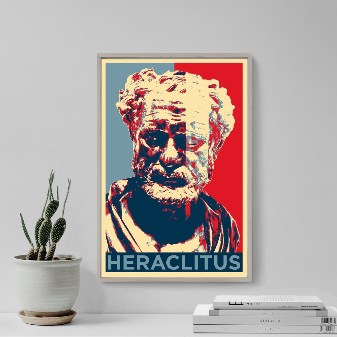 Heraclitus Philosopher Pop Art Red Blue Bust Portrait Poster