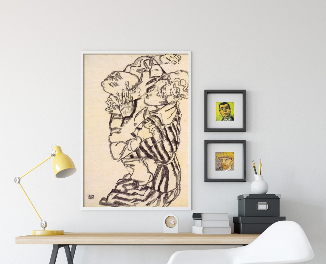 Egon Schiele Edith with Nephew 1915 Embracing Figures Sketch Poster - Image 3