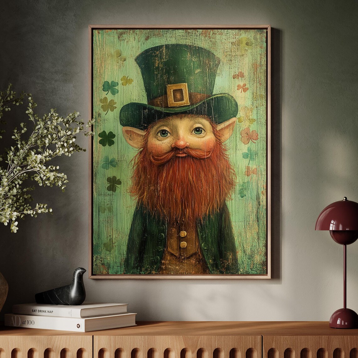 Irish Leprechaun Portrait, Vintage St Patricks Day Art Print