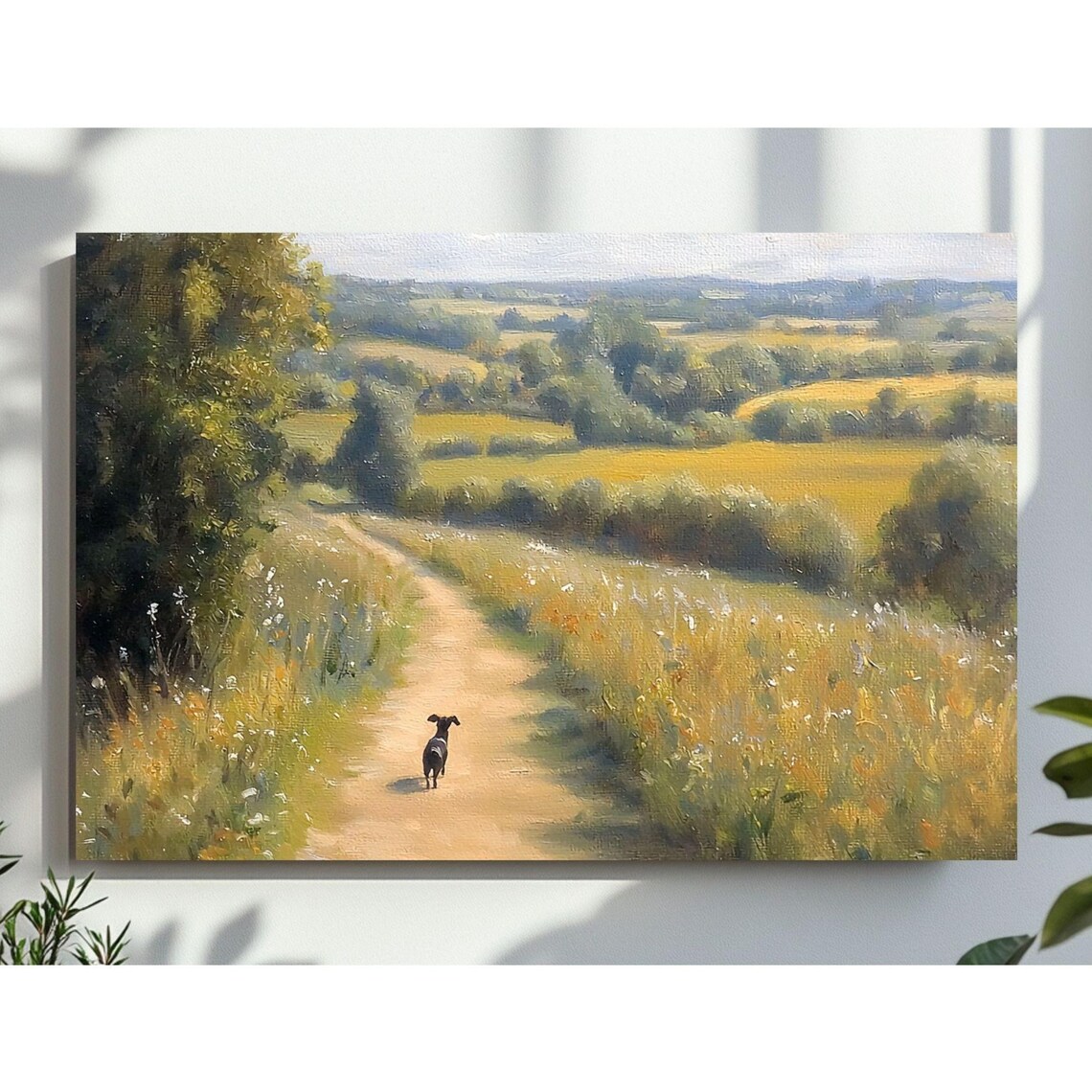 Dachshund Vintage Oil-Painting Landscape Art Print