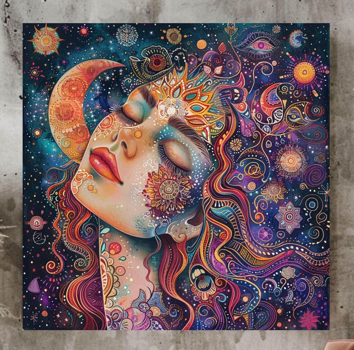 Celestial Woman Art Print, Mystical Goddess