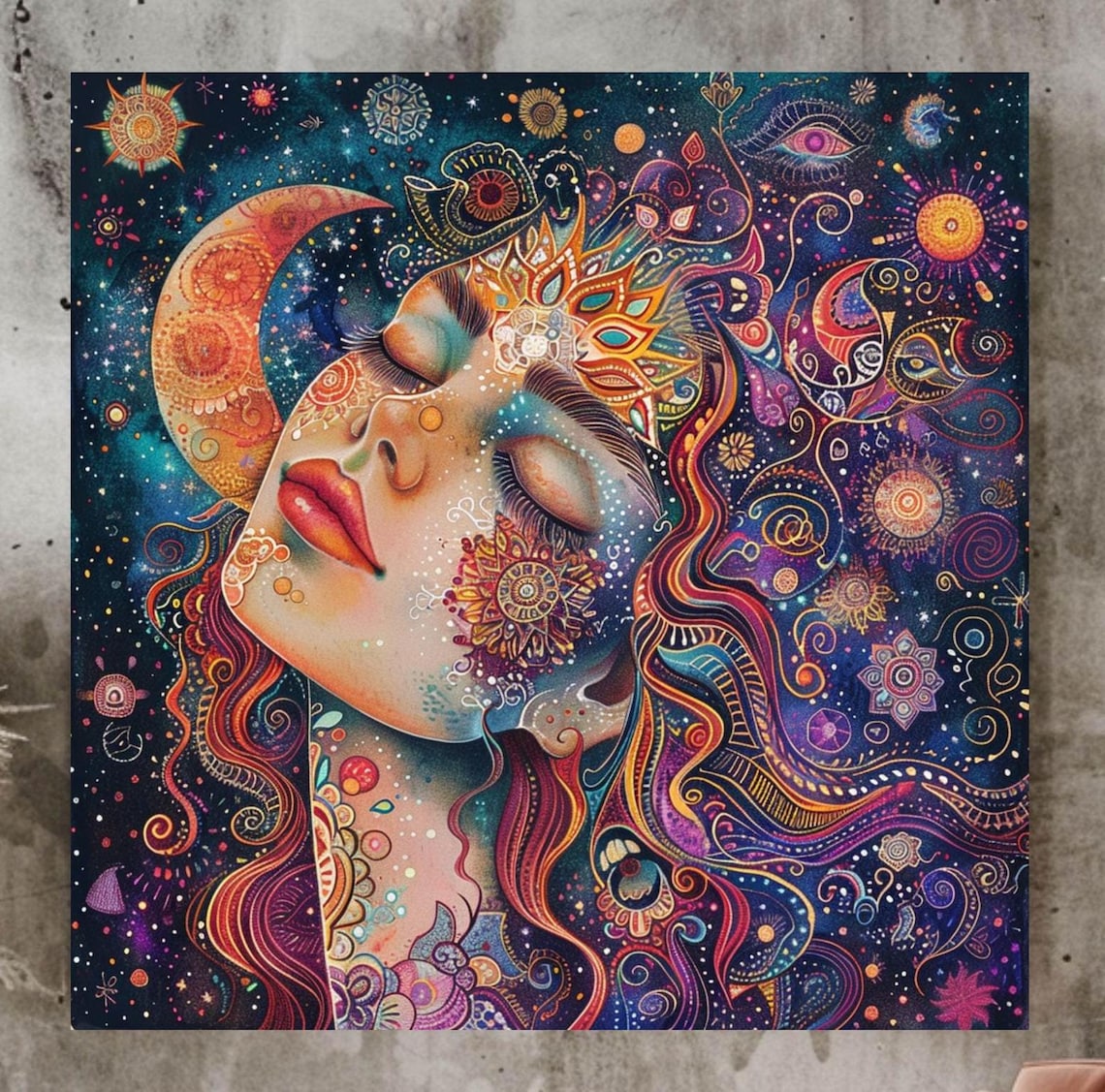 Celestial Woman, Mystical Goddess Boho Poster