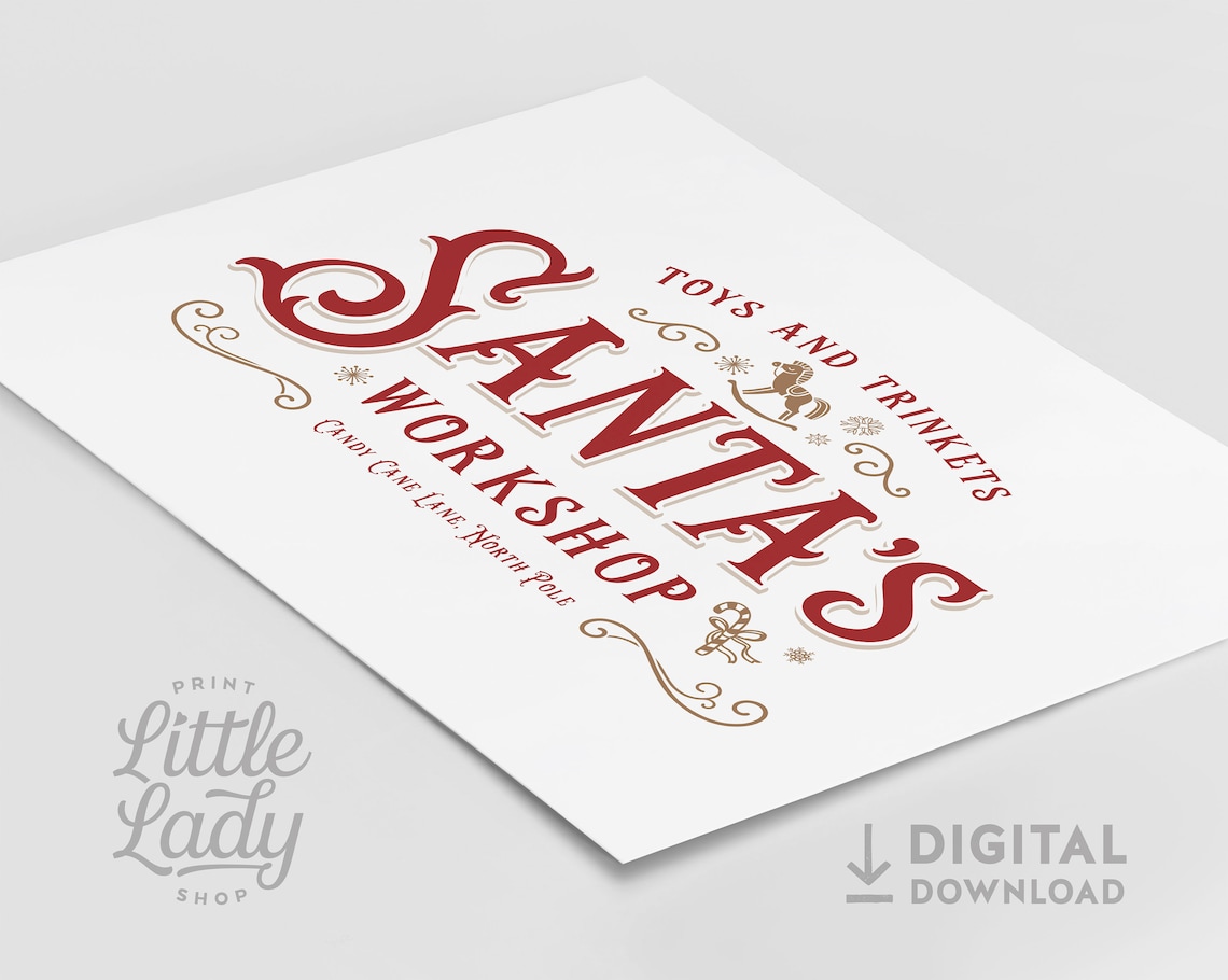 Vintage Christmas Santa's Workshop Art Print - Image 3