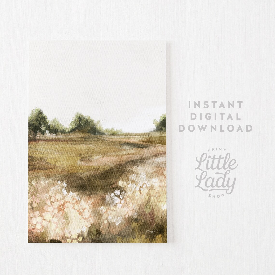 Country Summer Landscape, Natural Farmhouse Art Print