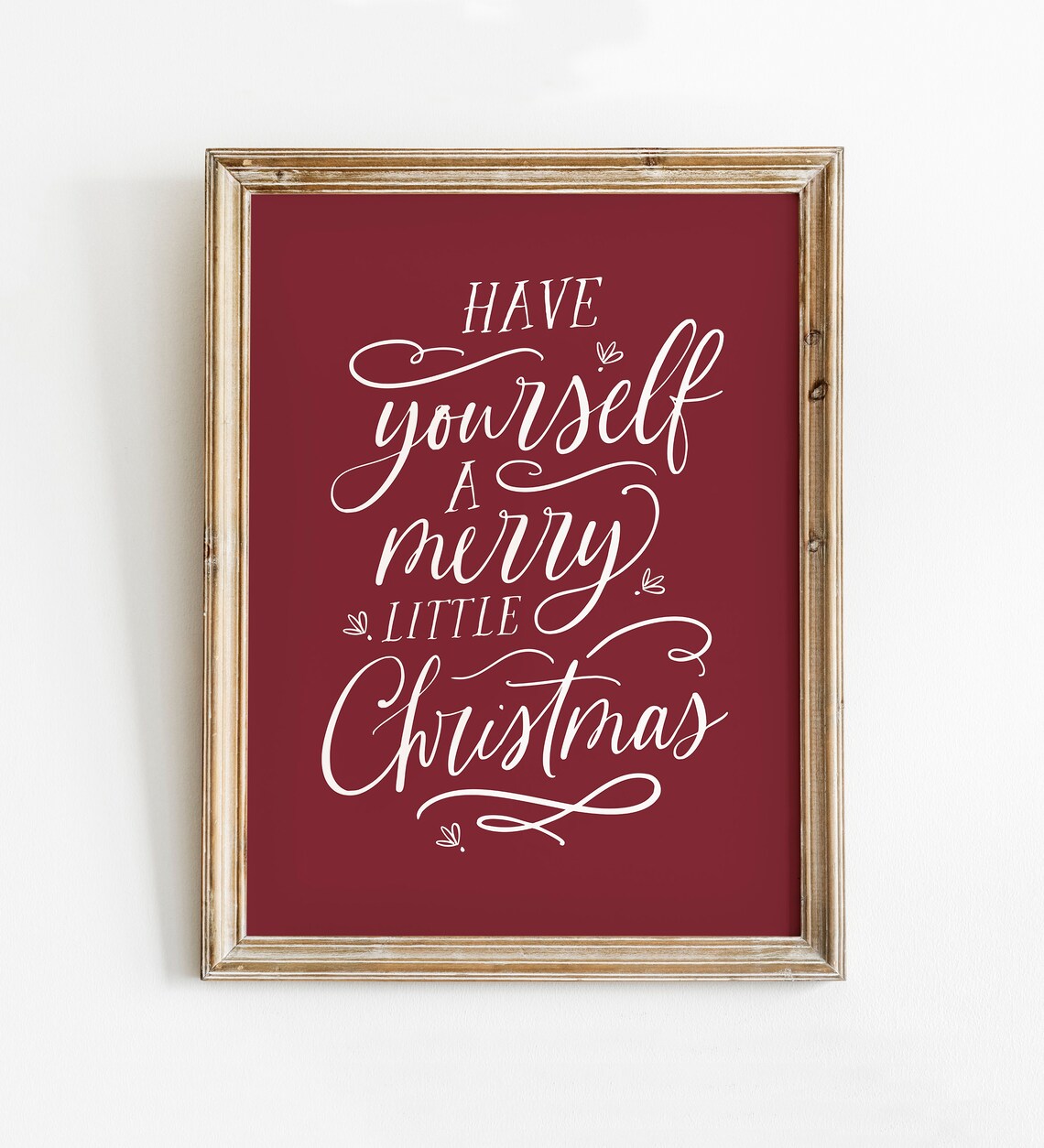 Dark Red Merry Little Christmas Holiday Saying Print - Image 3