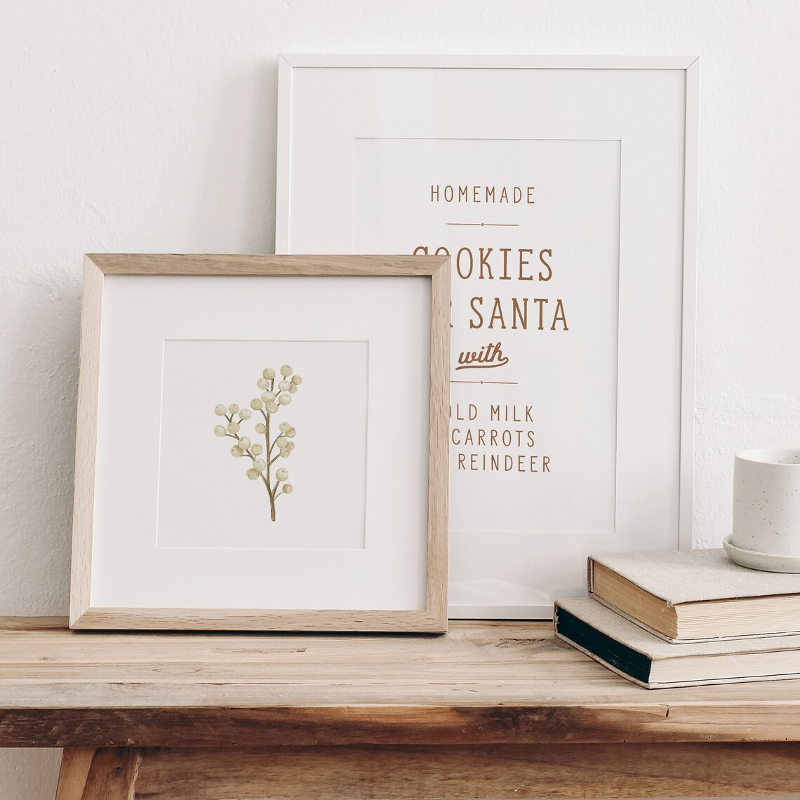 White Holly Berry Christmas Print, Neutral Winter Berries - Image 2
