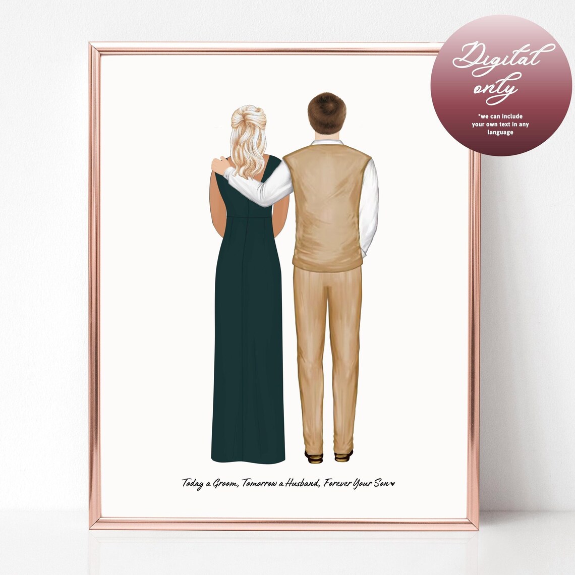 Groom And Mother Wedding Portrait With Forever Your Son Quote Poster