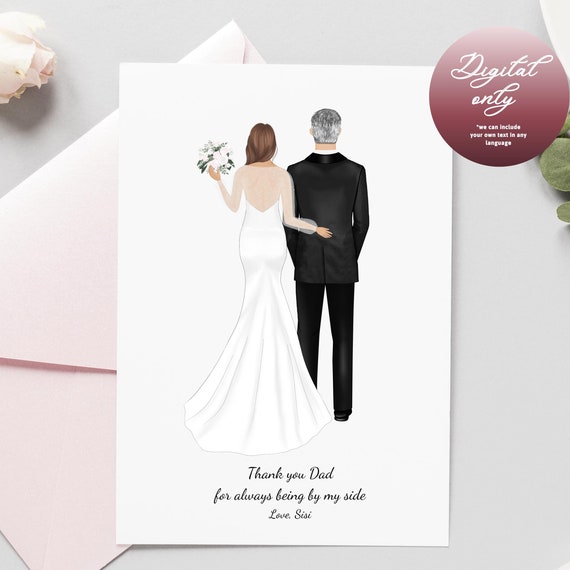 Bride and Dad Thank You Custom Mermaid Gown Wedding Day Poster