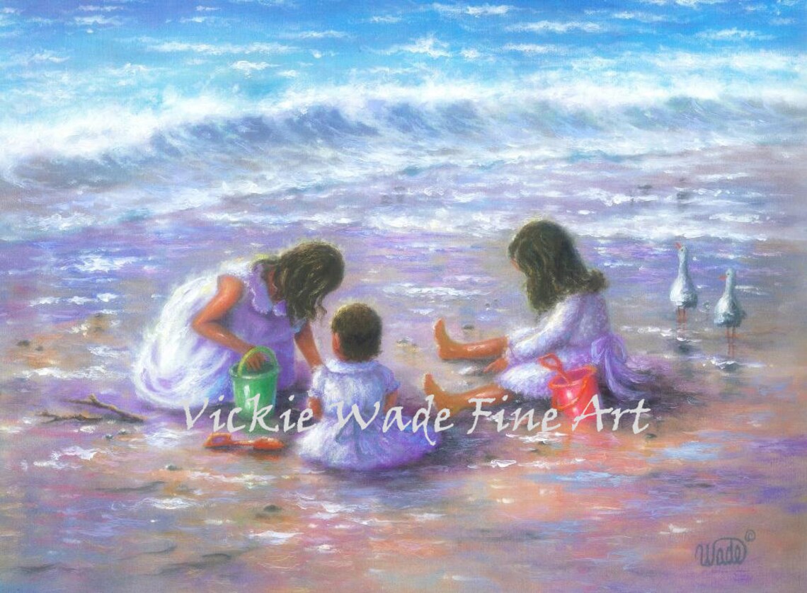 Three Beach Girls by Vickie Wade Coastal Art Print