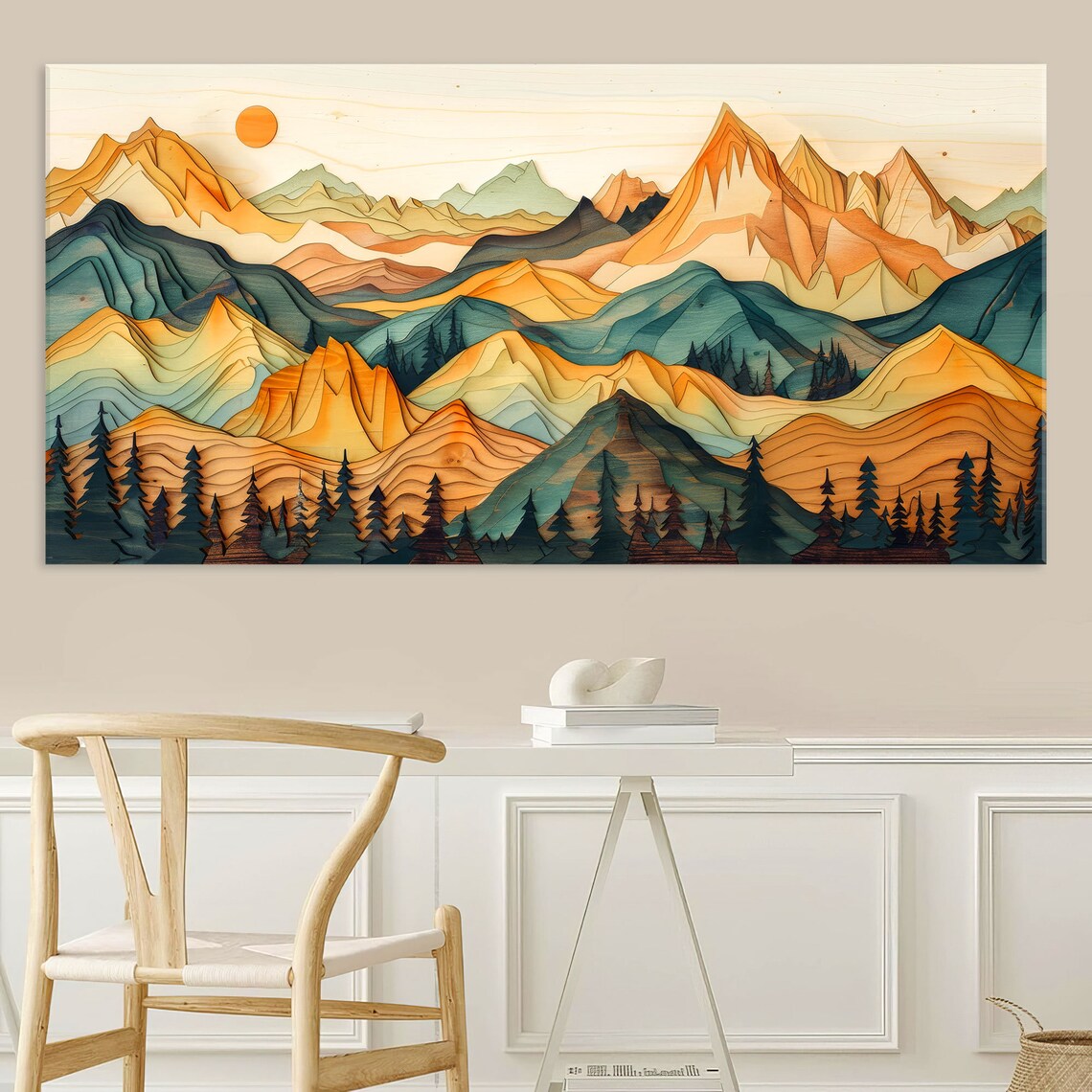 Abstract Mountain Wall Art Living Room Decor Wall Art Texture Print Extra Large Wall Art