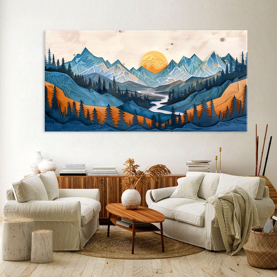 Wood Wall Art Mountain Wall Art Living Room Decor Abstract Mountain Wall Art Wood Texture Print Extra Large Wall Art