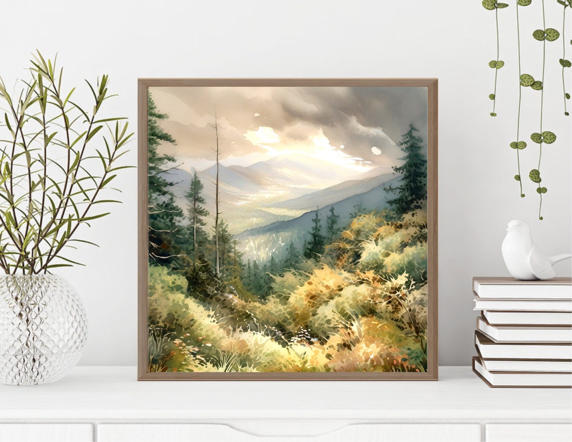 Great Smoky Mountains National Park Watercolor Painting Art Pint Smoky Mountains Poster Watercolor Art Travel Gifts Travel Poster Sm - Image 2
