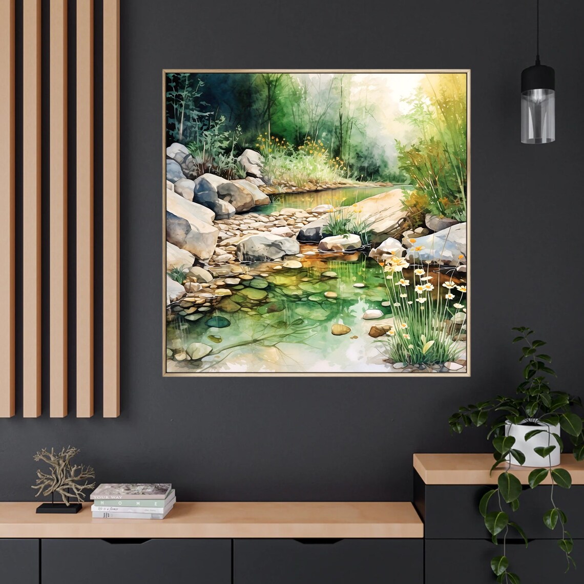 Forest Pond Landscape Watercolor Art Print - Image 3