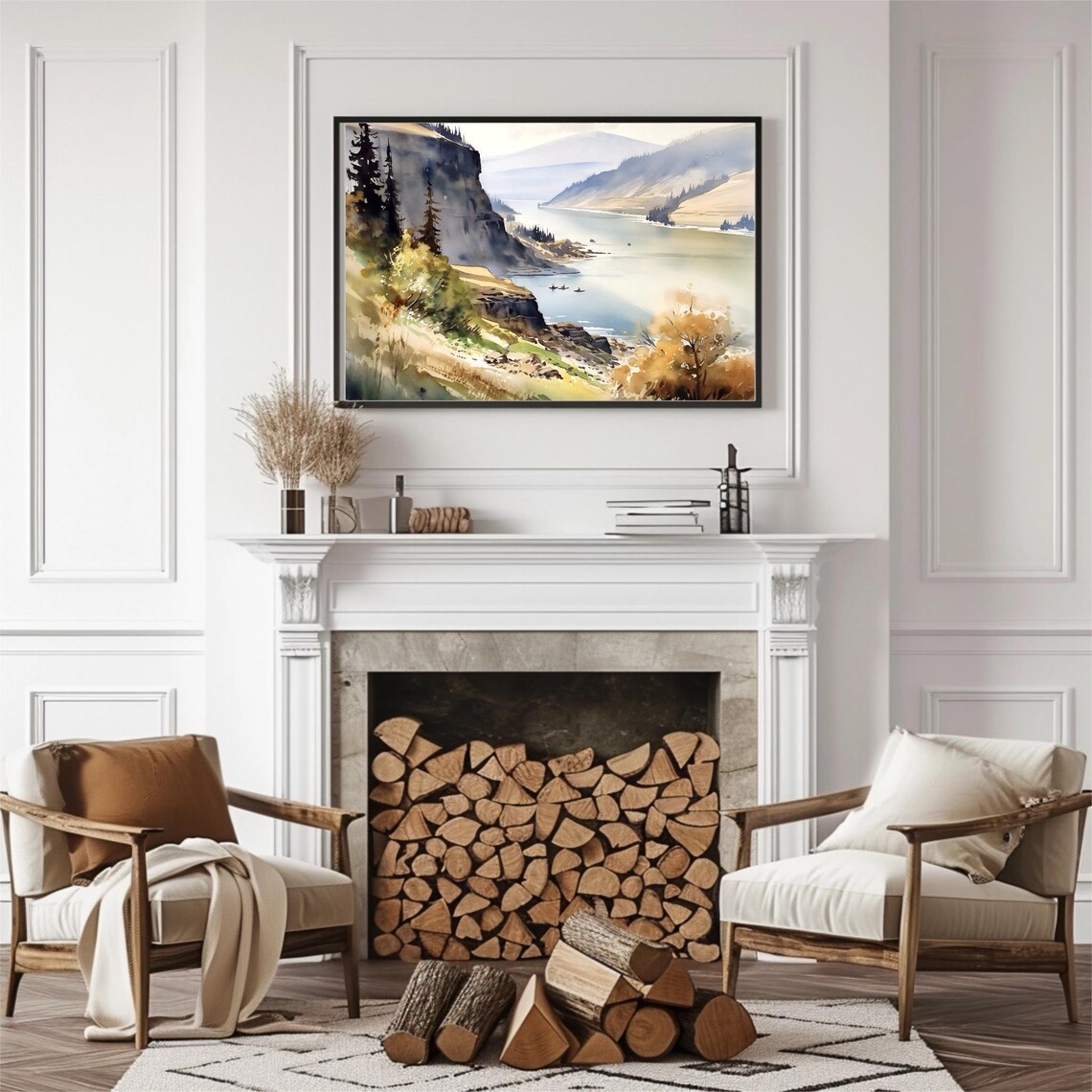 Columbia River Watercolor Panorama Travel Poster - Image 4