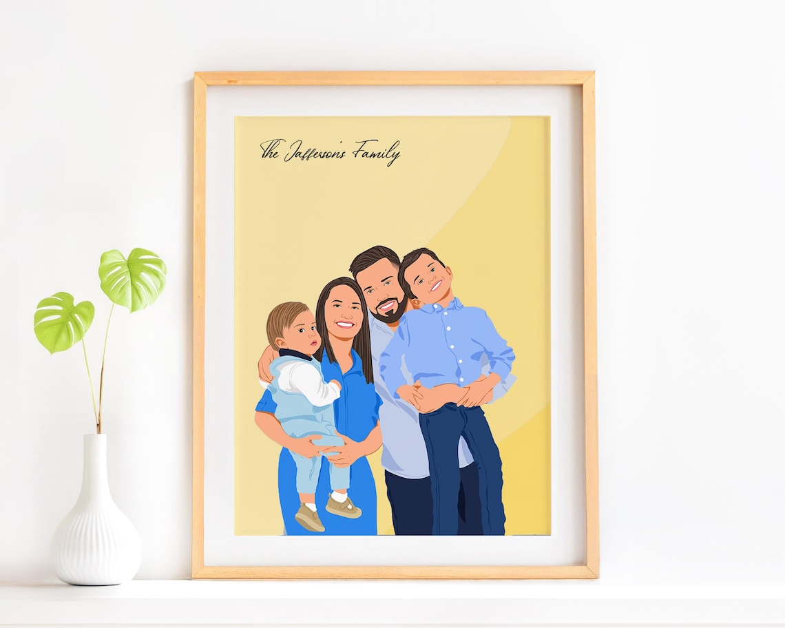 Custom Family Portrait Christmas Memorial Art Print