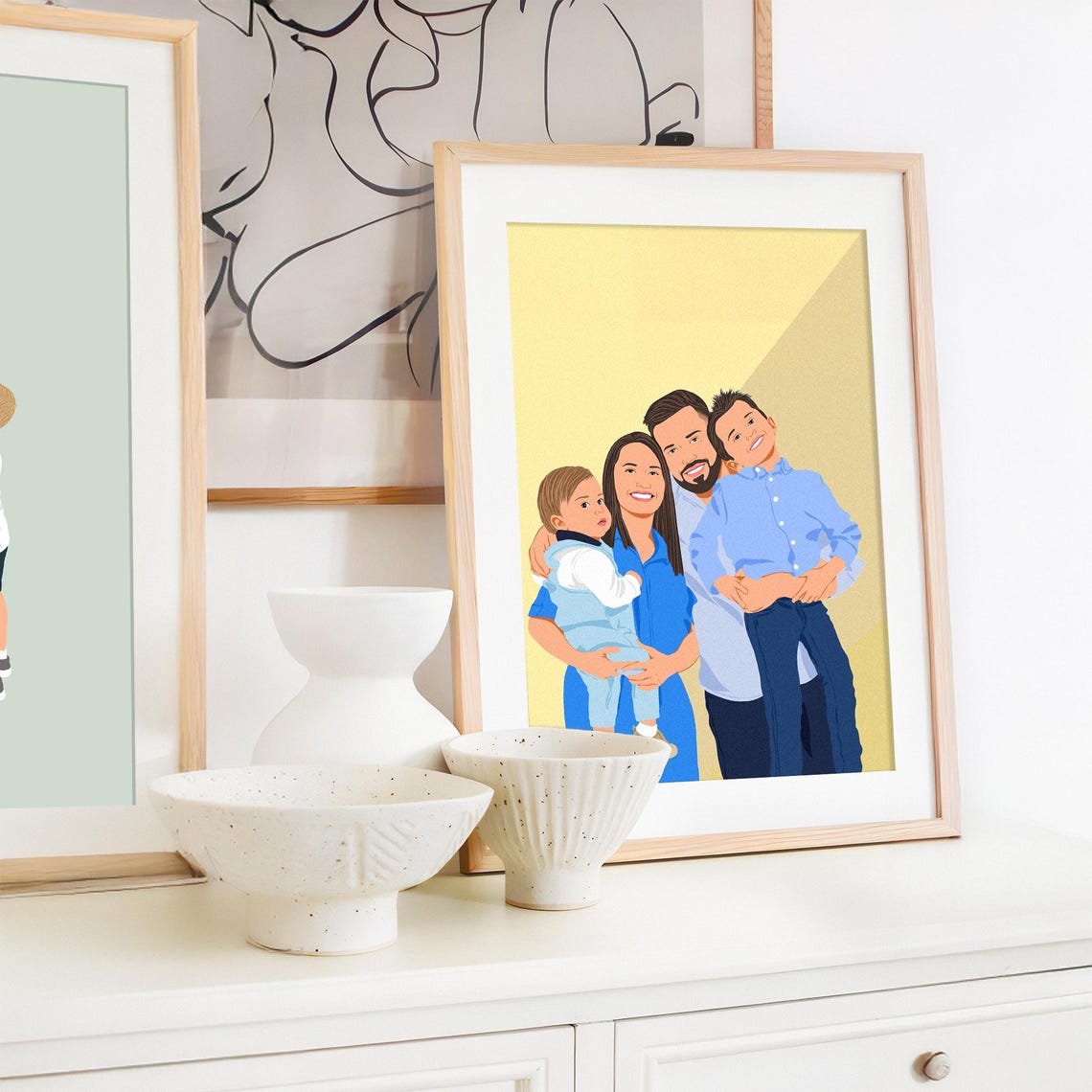 Custom Kissing Couple with Baby Carrier Faceless Portrait Poster - Image 3