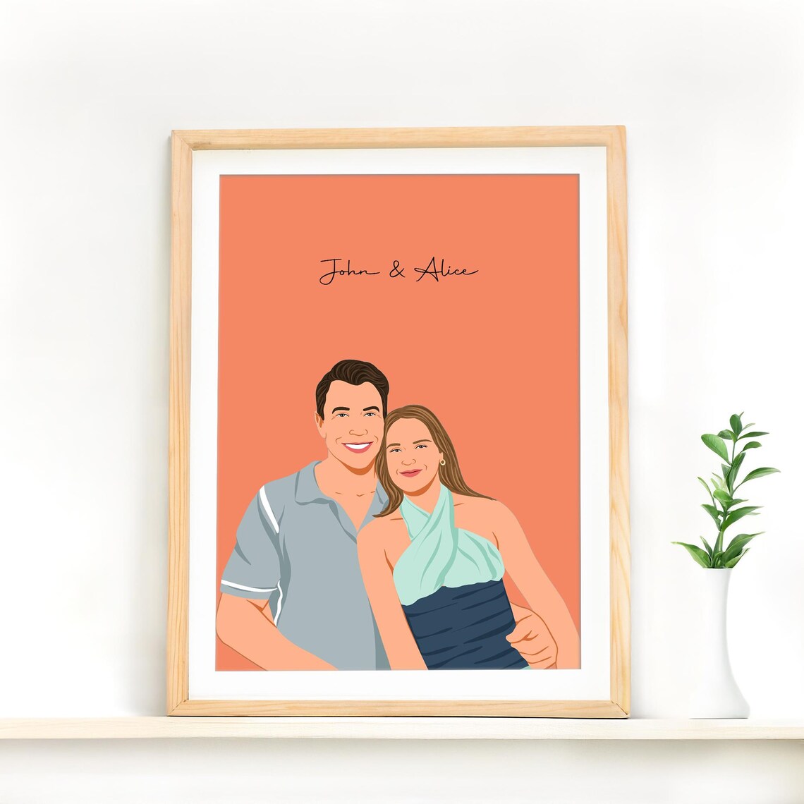 Custom Faceless Couple Portrait, Personalized Art Print - Image 3