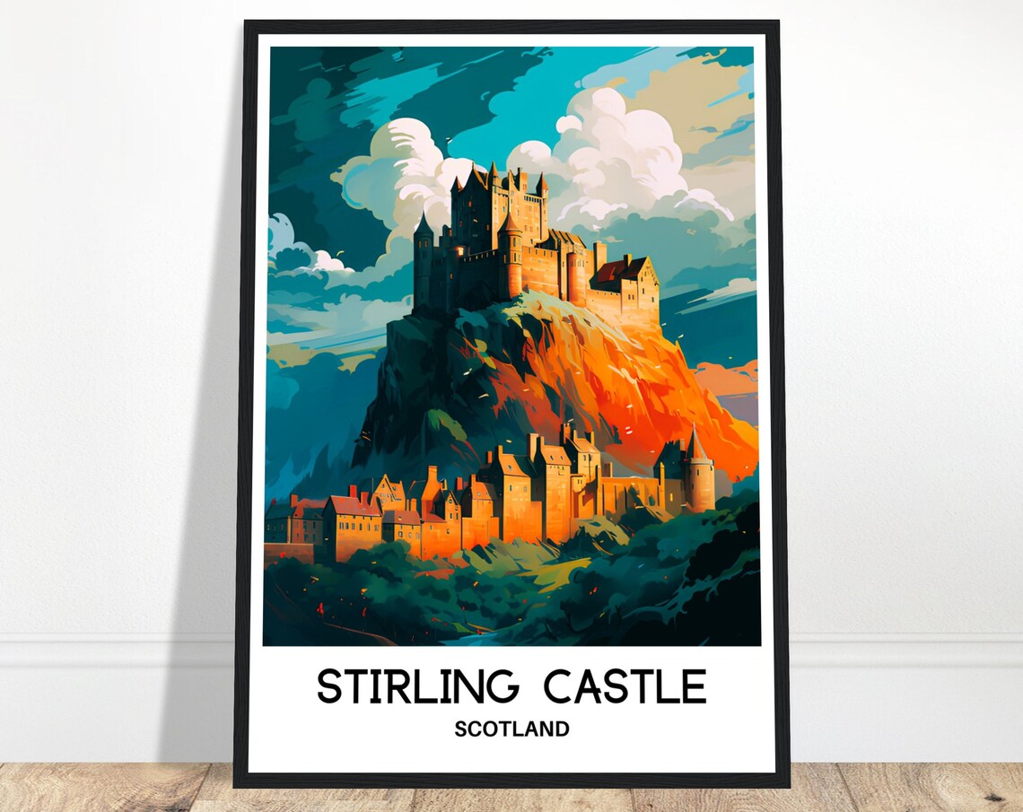 Stirling Castle Scotland Fortress on Crag Dramatic Travel Poster