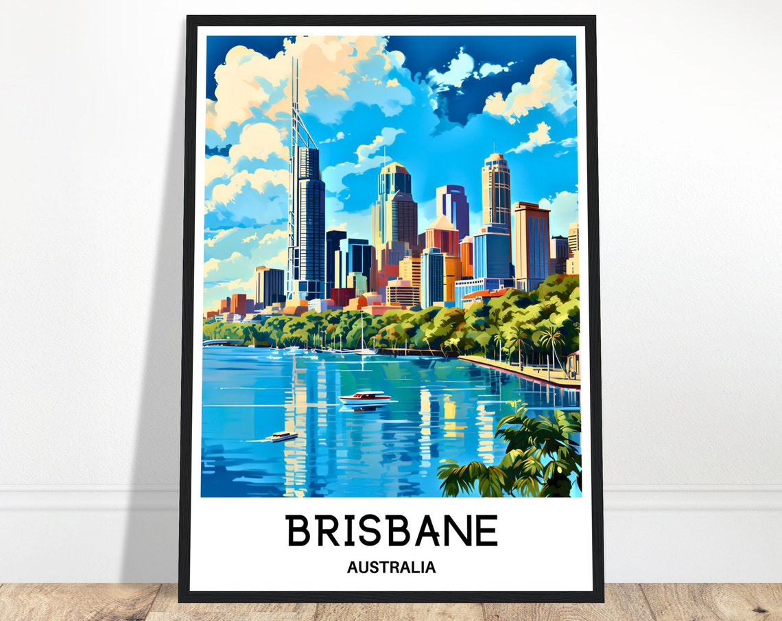 Brisbane Travel Poster Brisbane Travel Print Brisbane Art Print Brisbane Travel Gift Brisbane Lover Gift Brisbane Australia Print Brisbane
