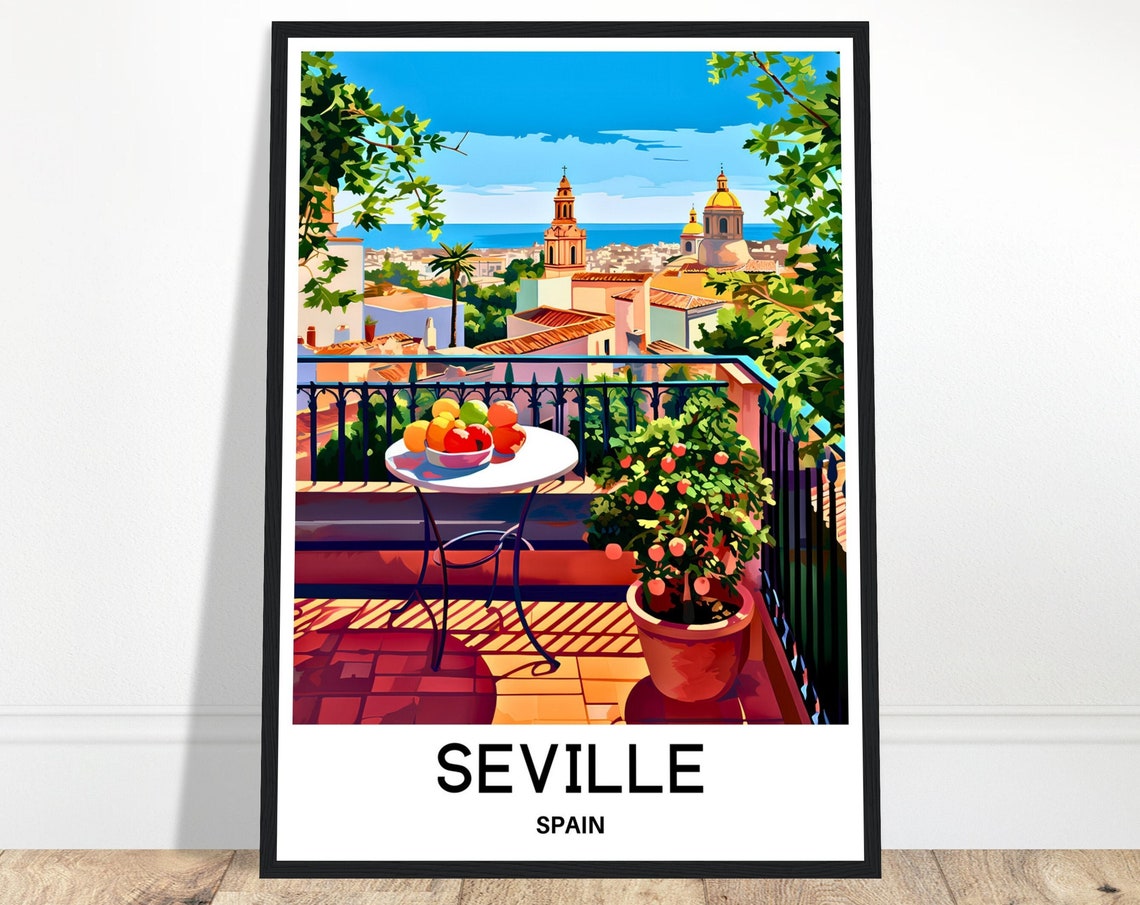 Seville Travel Print Seville Travel Poster Spanish Art Print Spain Lover Gift Wall Hanging Art Home Office Desk Decor Seville Illustration