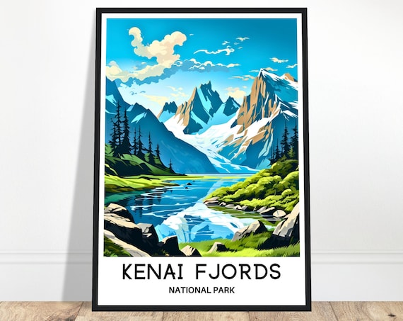 Kenai Fjords National Park Alaska Glaciers Lake Travel Poster