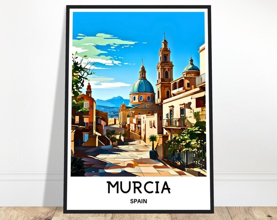 Murcia Travel Print Poster Spanish Art Spain Lover Gift Wall Hanging Home Office Decor City Illustration